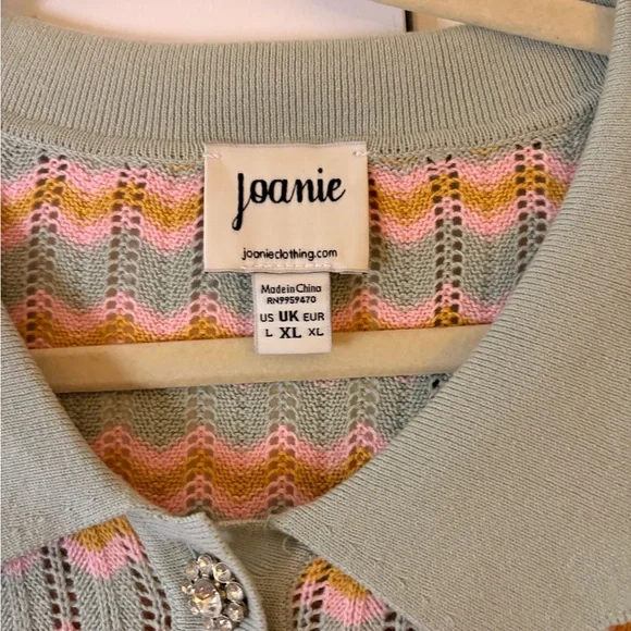 Joanie Clothing Verity Knitted Stripe Polo Top. - Picture 4 of 6